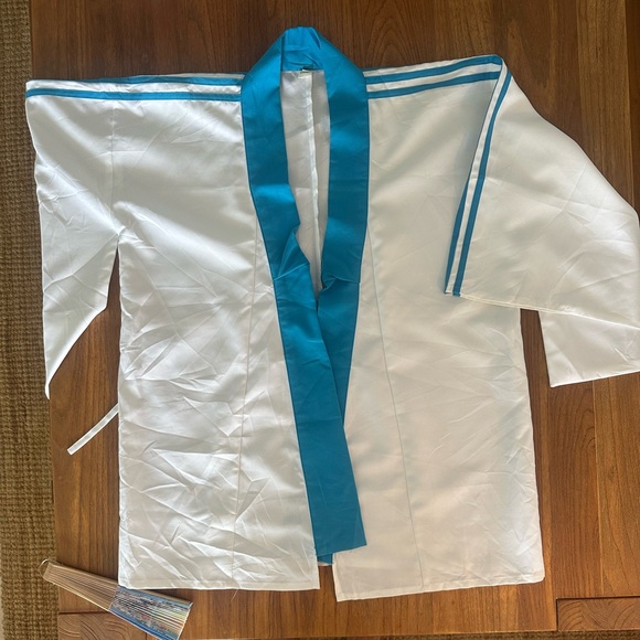adidas Originals Jackets & Blazers - White Kimono Adidas Jacket with Teal Trim
